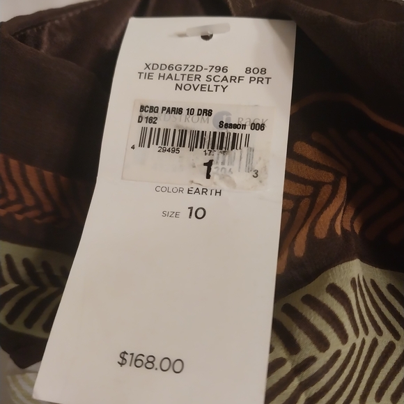 BCBG Paris Strapless Geometric Dress - Brown and Gold - Picture 4 of 7